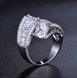 *NEW ARRIVAL* Double White Sapphire Baguette Ring Stamped 925 SZ 6 / 6 1/2 / 8 / 9 / 10 *See My Other 600 Items*