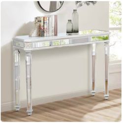 48-in W Mirrored Console Table with Carved Accents and Elegant Legs E-7
