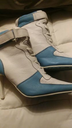 Solecity baby blue leather high heel shoes size 9