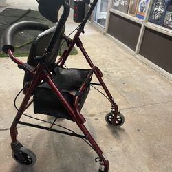 Karman Healthcare R-4600-BD Aluminum Rollator with Standard Seat Height, Burgundy, 6" Casters