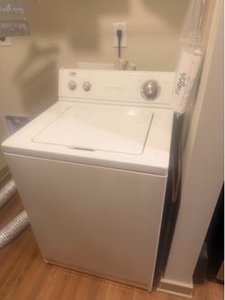 Washer machine,  brand estate, white, 27”wide, 42.5 tall, and 25.5 deep