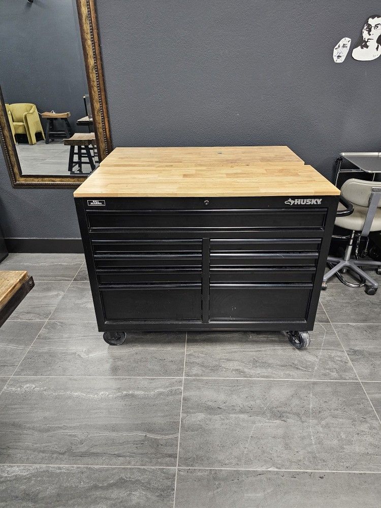 4 Husky Tool Boxes 46" x 18" - All Black - 9 Drawer 