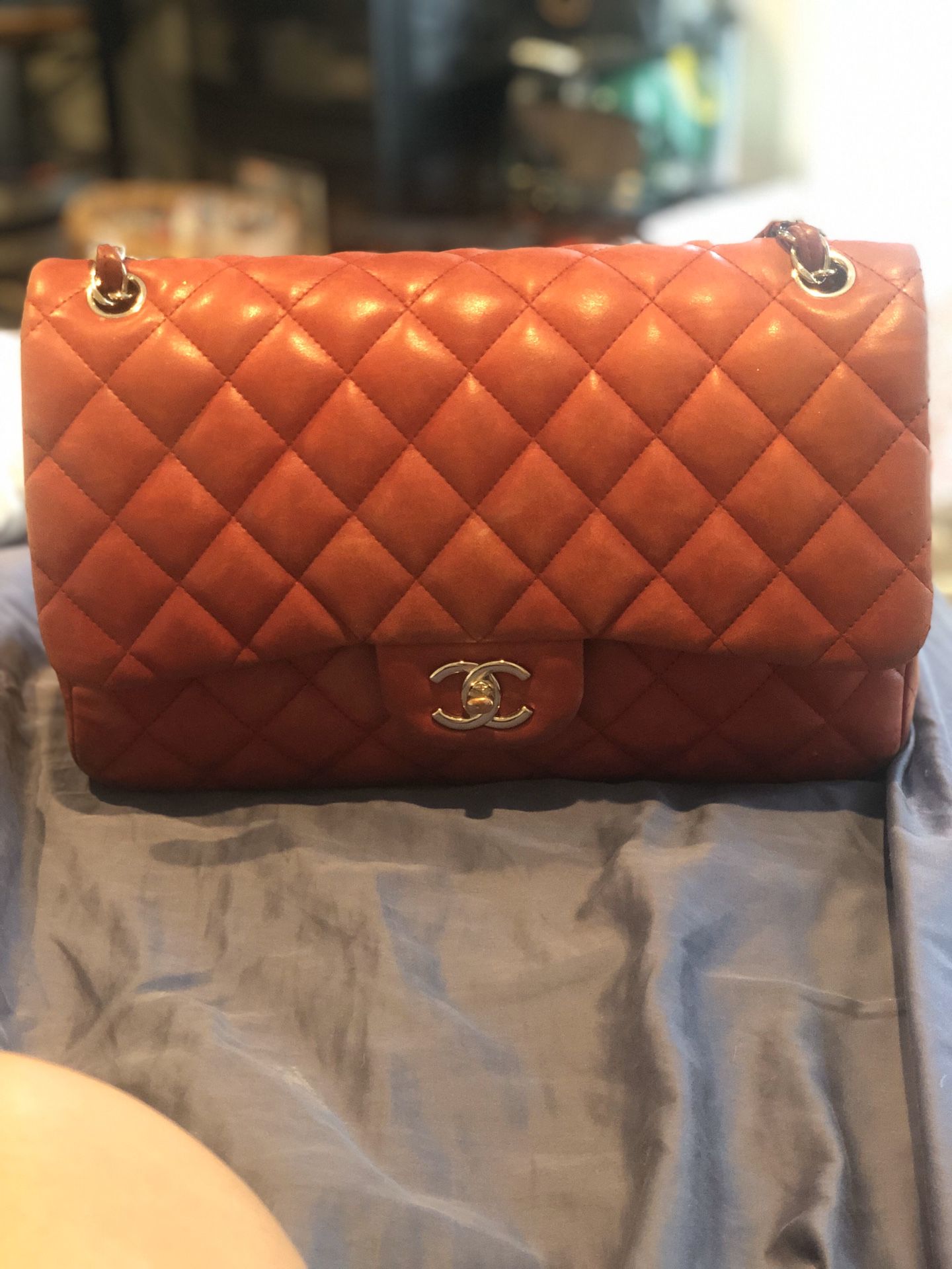 Red Chanel Classic Jumbo Double Flap Bag