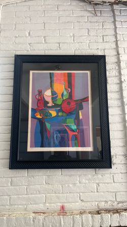 Framed Colorful Cubist Still Life Print