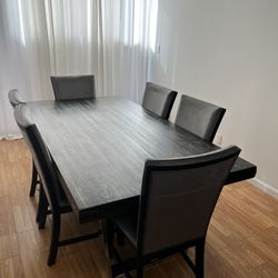 Black Wood Dining Table With 6 Chairs 
