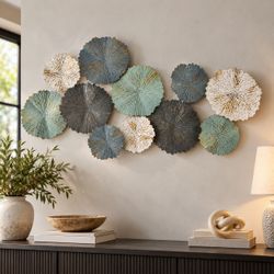 LuxenHome 48 in. Multi-Color Metal Flowers Modern Wall Decor, A938