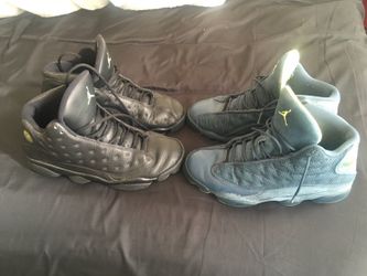 Jordan 13s Altitudes All Black Leather & The Squadron Blues