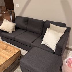 Living Spaces Couch + Ottoman