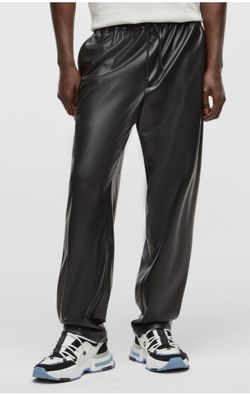 Mode of One Mens Relaxed Fit Faux Leather Pull on Pants in Black Size S, L, XL and XXL