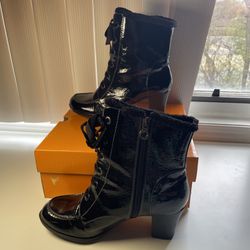 Brand New W/ Box Sporto Black Patent Ankle Lace Up Booties Heels Candice Size 9