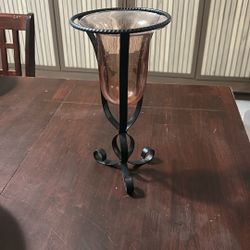 Iron And Glass Candle Holder/ Vase