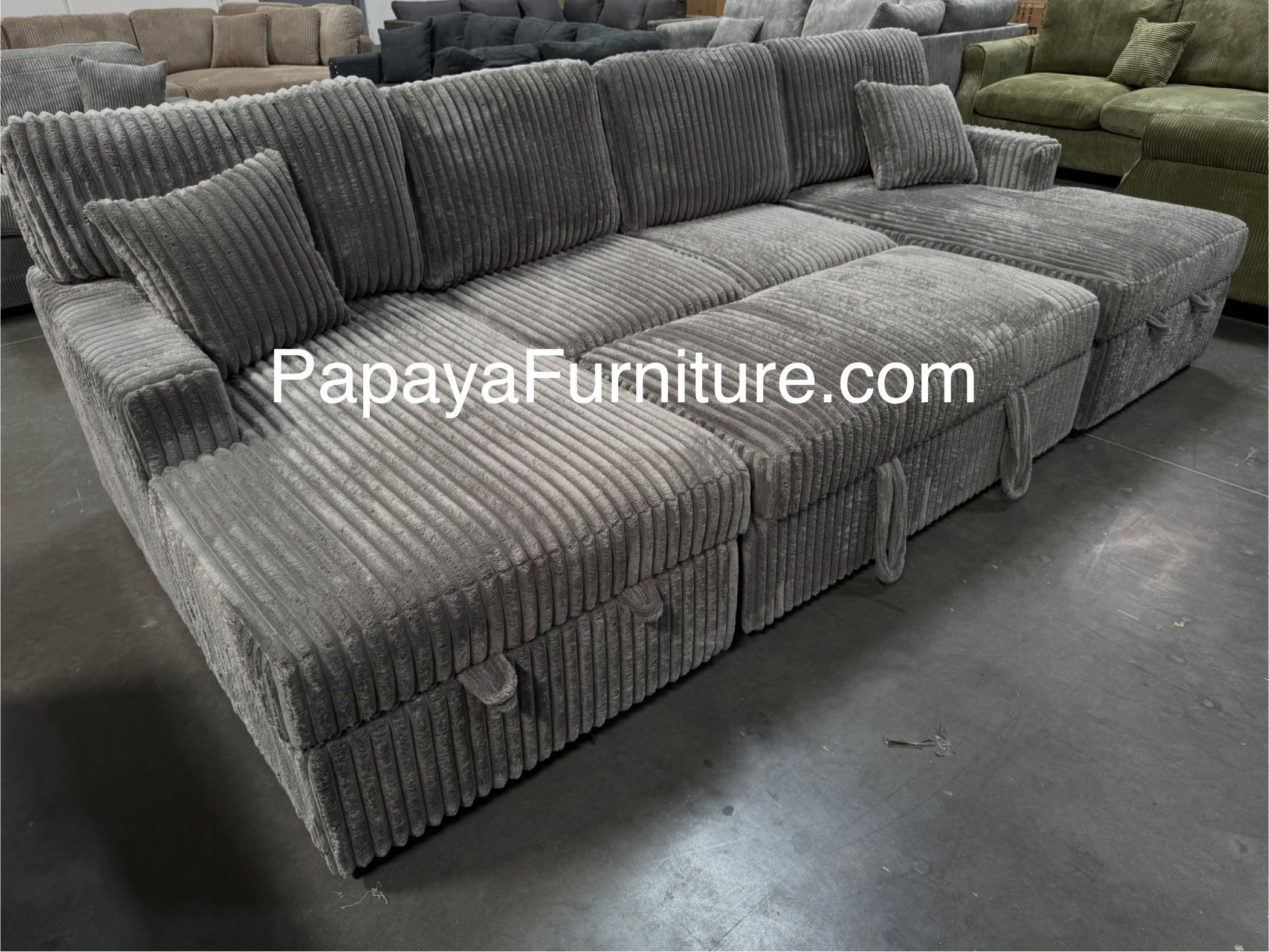 New! 120” Ultra Large Sectional Sofa Bed, Double Chaise Sectional, Super Comfort Corduroy Couch, Sectional, Sofa, Couch, U-Shaped Couch, Sleeper Sofa