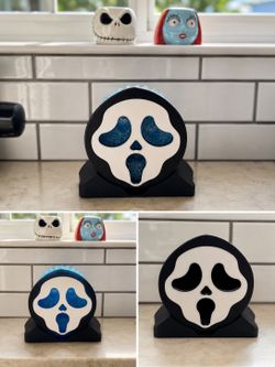 Ghostface Scrub Daddy Holder 3D Printed Halloween Kitchen Decor