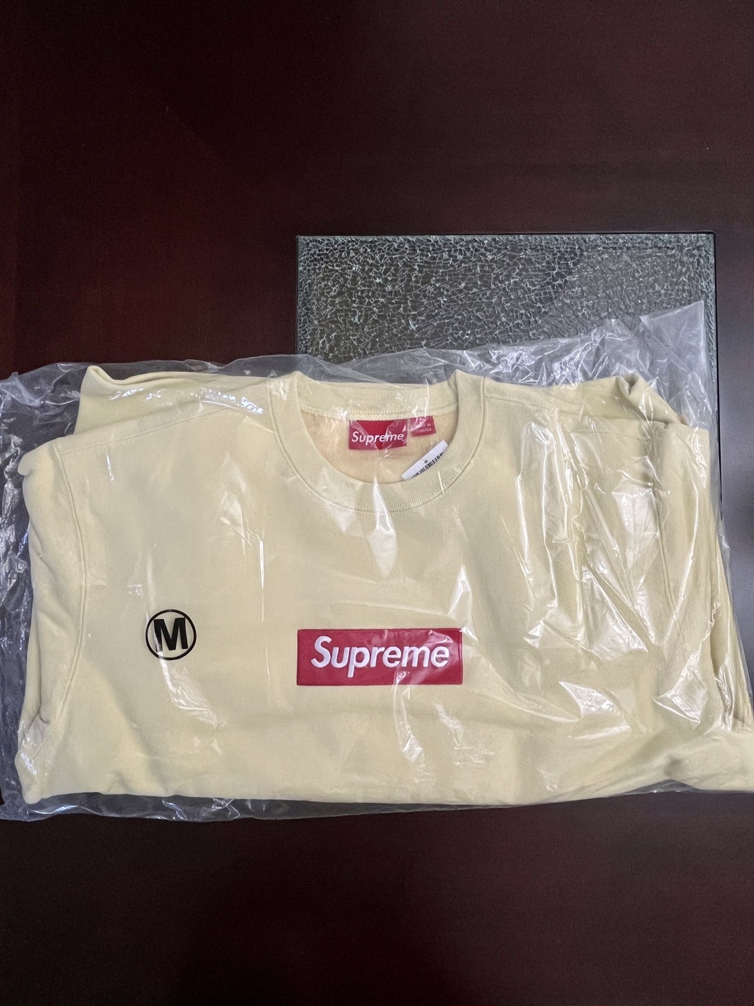 Supreme Box Logo Crewneck Pale Yellow