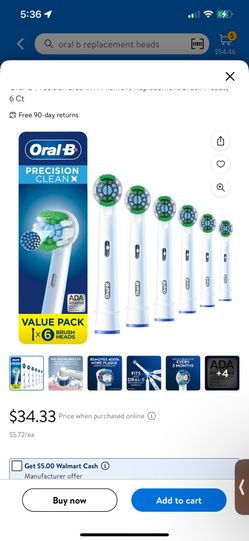 Oral-B Precision Clean Replacement Toothbrush Head with CleanMaximiser Technology, Pack of 10 Counts