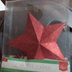 Tree Star Red Glitter 