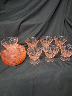 Vintage Hocking Colonial Footed Sherbet Dish and Saucer 