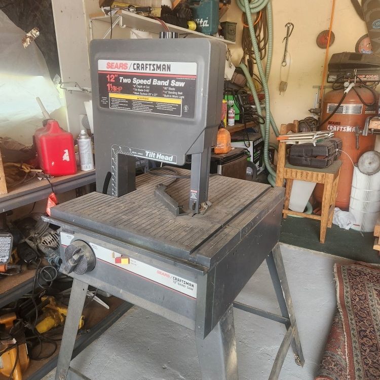 12" Craftsman  2 Speed, 1 &1/8 H. P., Tilt Band Saw, Drill Press  And  Sander