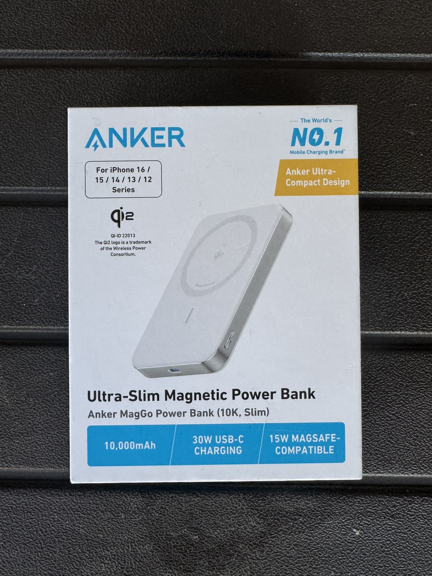 Anker MagGo Power Bank, Ultra-Slim 10,000mAh Magnetic Battery Pack