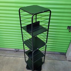 VASAGLE 4-Tier Rotating Bookshelf, Bookcase with Bookends for Small Spaces, Corner Shelf, Steel Frame ( Black )