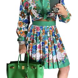 Womens Easter Outfit Floral Skirt Set Size M