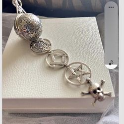 VINTAGE STERLING SILVER MASONIC FOLDABLE LADDER ORB PENDANT SIZE 9