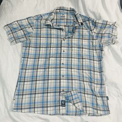 Men’s Kuhl Short Sleeve Plaid Button Up Shirt Medium 