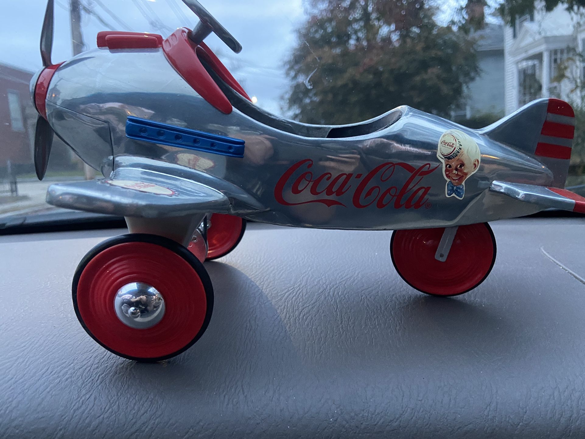 Vintage 1995 Coca Cola Die Cast Pedal Plane Silver Edition