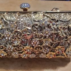 Hard Jewel Decorated Golden Purse