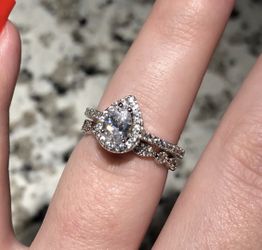 New 18 k white gold wedding ring set engagement ring