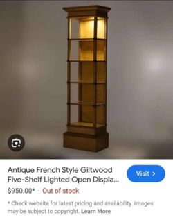 Antique French Style open display cabinet bookshelf hollywood regency vintage mgm shelf shelving