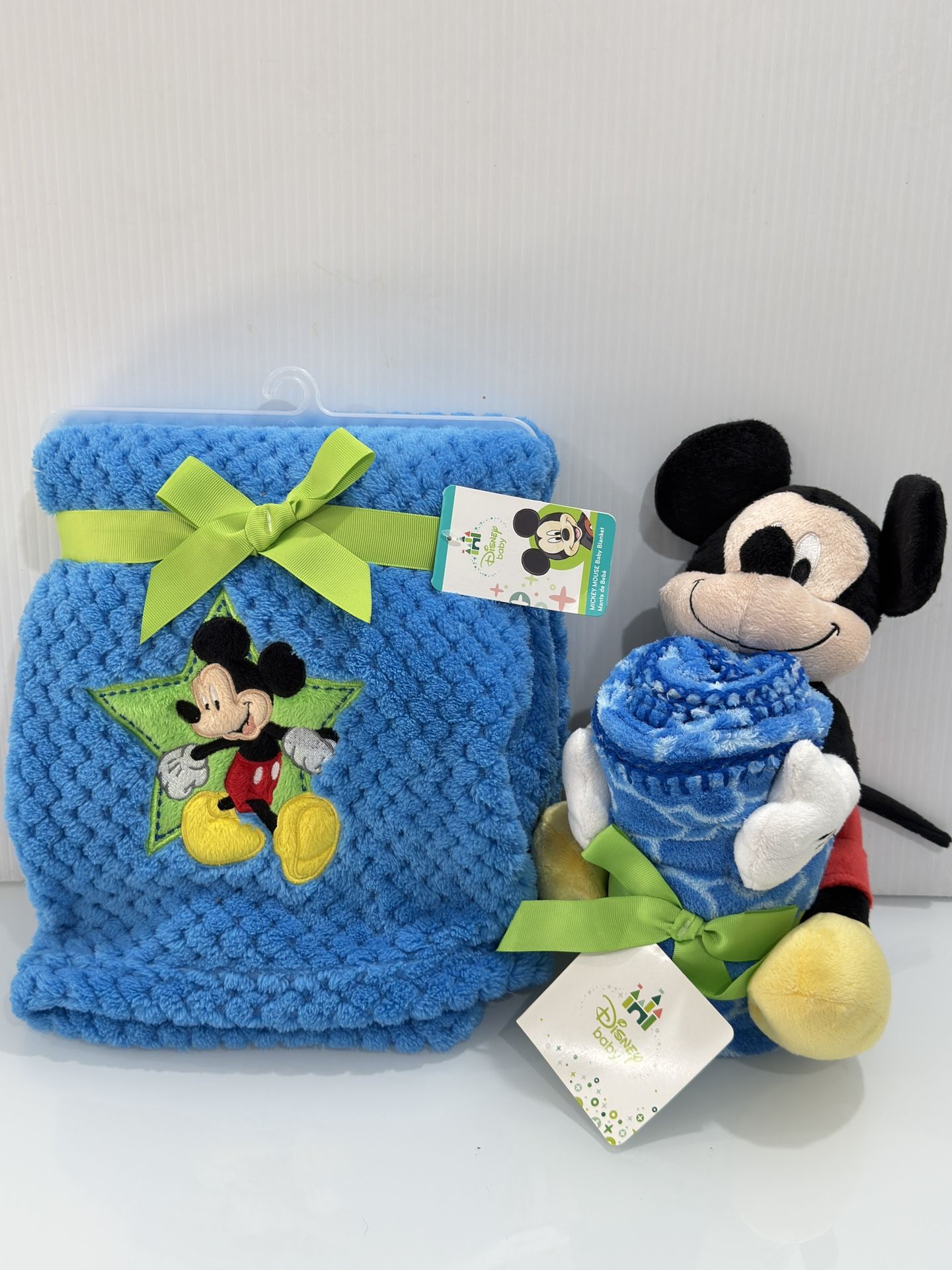 Mickey Mouse Newborn Baby Blanket Set Of 2 W Plush