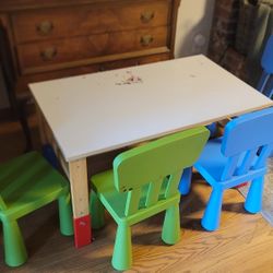 Kids Play Desk With 4 Chairs. 