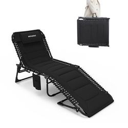 Set of 2 Outdoor Folding Lounge Chair Padded for Adults 264Ibs Patio Chaise Lounge Cha..