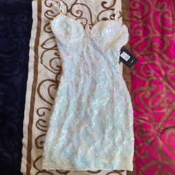 White Sequin Mini Dress