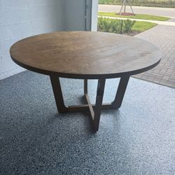51” Round Wooden Dining Table-modern Base, Great Condition