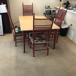 Solid Wood Dining Table And Four High Back Chairs
