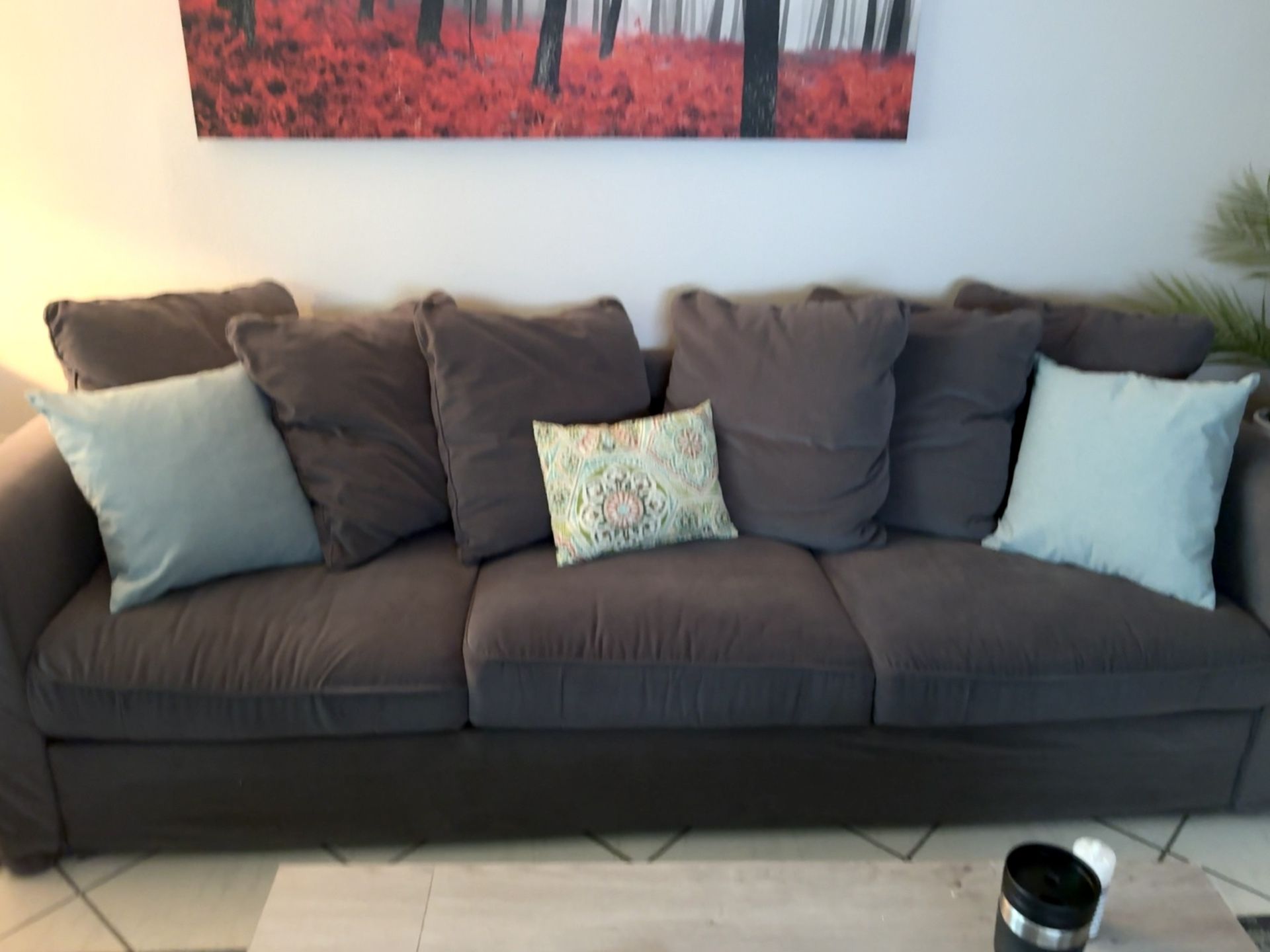 Gray 3 Seat Soft & Comfy 97” Long Couch