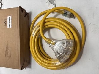 25ft 12/3Extension Cord With Triple Outlets,12gauge Heavy Duty, Lighted, Outdoor/indoor,