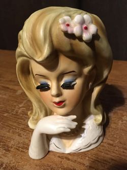 Lefton  lady head planter face #2536