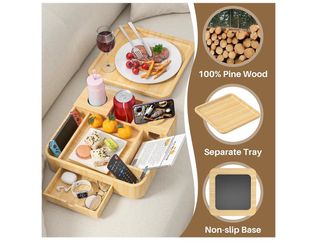 Couch cup holder/tray multi use