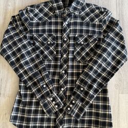 Polo Ralph Lauren Sport Pearl Snap Western Flannel NWOT Size 6 Black/White