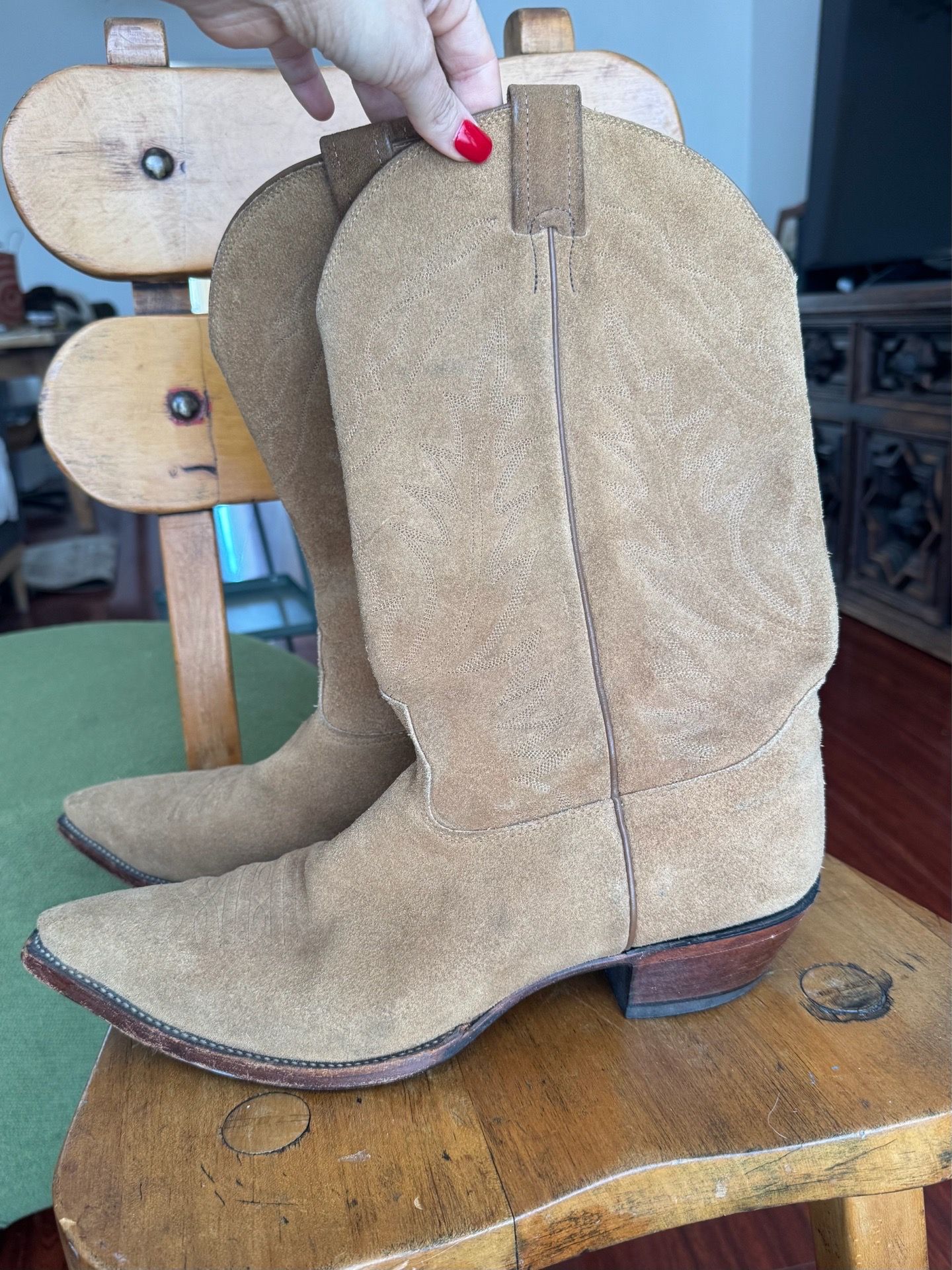 Vintage Nocona Men’s Cowboy Boots Size 13B – Suede Western Boots Made in USA