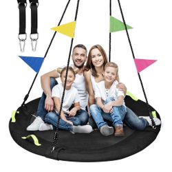 Tree Swing, 60 inch Larger Saucer Swing for Whole Family, 900lbs Weight Capacity, with Adjustable Hanging Straps, for Outdoor Backyard, Gifts for Kids