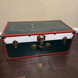 Vintage Metal Trunk 30” X 16” X 12”