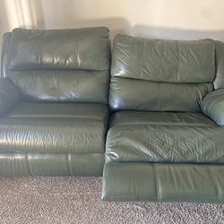 Green leather couch 