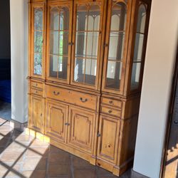 gorgeous wood and glass drexel heritage cabinet