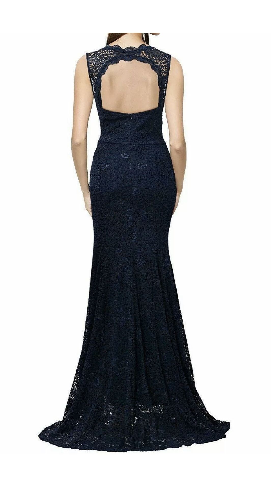 Formal Dress Plus Size XXL Navy Lace Open Back Mermaid Style Mother of the Bride Prom