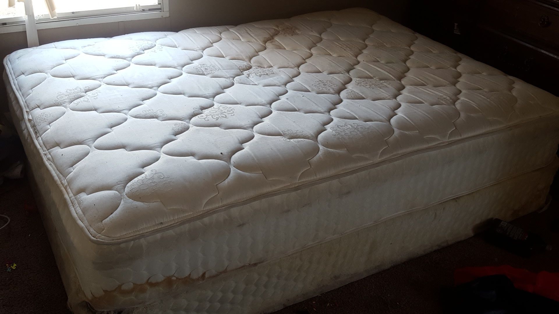 Full size mattress and box spring.