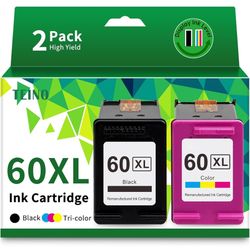 2 PK 60XL Ink Cartridges for HP 60 XL for PhotoSmart ENVY D2545 F4272 D2660